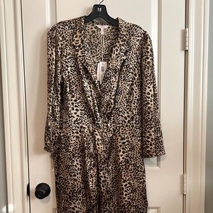 NWT Rebecca Taylor lynx hammered silk dress 14